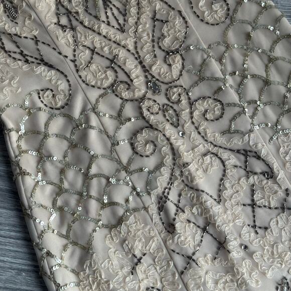 Sue Wong Embellished Cocktail Dress Size 2 Champagne Beaded - Picture 13 of 16